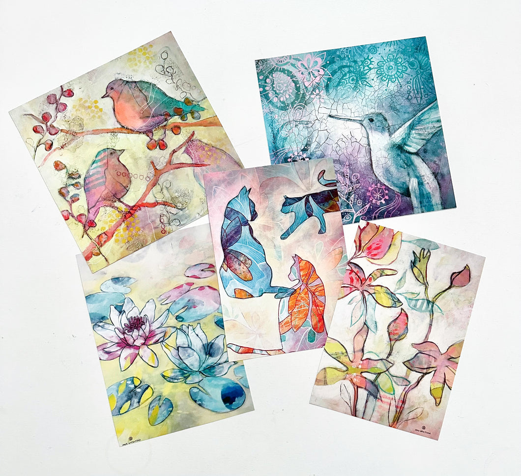 Konstkort 5-pack: ”Mjuk pastell”